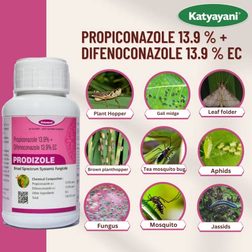 Katyayani Propiconazol 13.9% + Difenoconazol 13.9% Mixture of triazole fungicides to Control of Sheath Blight and Dirty Panicle Disease in Paddy. (250 ML)