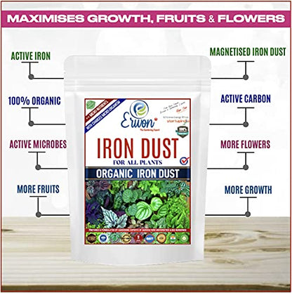 Erwon® Organic Iron Dust for All Plants, Magnetic Iron Oxide Powder for Overall Growth of Plants (400 gm)