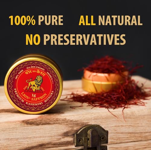 LION BRAND SAFFRON,Premium Kashmiri Mongra Saffron/Kesar (A+++ Grade) For Pregnant Women,Biryani,Beauty,Cooking&Sweets (Pack Of 1 (1Gm))