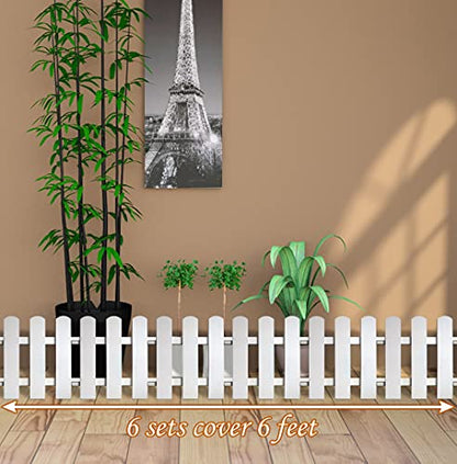 REONEX Garden Fence/Picket Fence - Plant Partition Fence (with Spike for Soil Insert) Solid WPC Material, Polyvinyl Chloride - White - 6 Running feet Coverage (Set of 6)