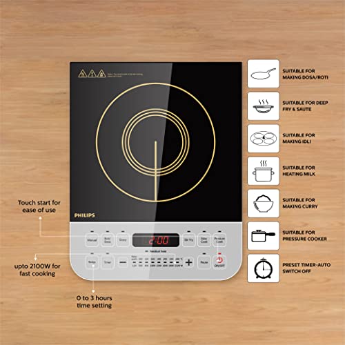 Philips Viva Collection HD4928/01 2100-वाट इंडक्शन कुकटॉप (काला)