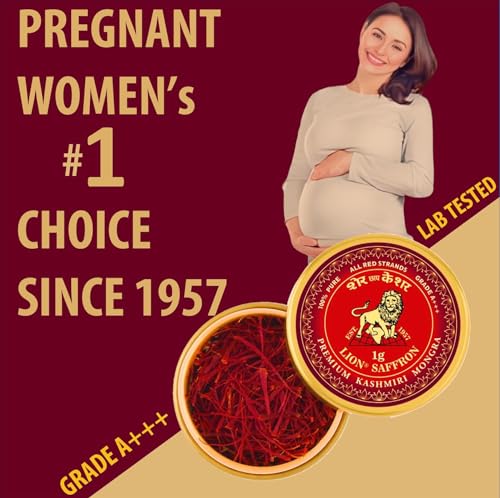 LION BRAND SAFFRON,Premium Kashmiri Mongra Saffron/Kesar (A+++ Grade) For Pregnant Women,Biryani,Beauty,Cooking&Sweets (Pack Of 1 (1Gm))