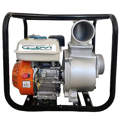DVI 4 स्ट्रोक 6.5HP पोर्टेबल पेट्रोल वॉटर पंप (4 इंच) वॉटर पंप प्रगत तंत्रज्ञान पेट्रोल इंजिन 3600 RPM कृषी, पाणी उचल, कमी इंधन वापरासाठी वापरले जाते | दीर्घकाळ चालणारे जीवन.