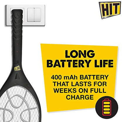 HIT Anti Mosquito Racquet Rechargeable Insect Killer Bat with LED Light, Black