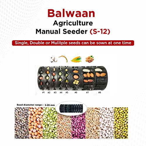 Balwaan Agricultural Manual Seeder S-12 | Long Teeth–12T | Hand Operated Seeding Machine, Adjustable Manual Plant Seeder, Seed Spreader | Garden Planter for Garden Vegetable Farm