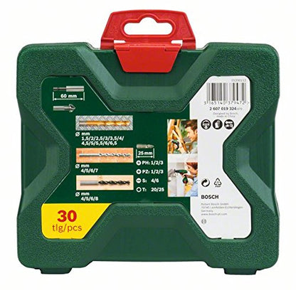 Bosch 06019G80F1 GSR120-Li कॉर्डलेस ड्रिल ड्राइवर, X30Ti ड्रिल बिट के साथ 12V सिंगल बैटरी और ड्राइवर बिट सेट (30-पीस) कॉम्बो