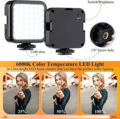 Vlogging Kit 4 in 1 Portable Video Shooting Set with Shotgun Mic with Cover, LED Light, Tripod with Phone Holder for YouTube Video, Vlog, Reels Using Smart Phones, Compact Cameras, GoPro.