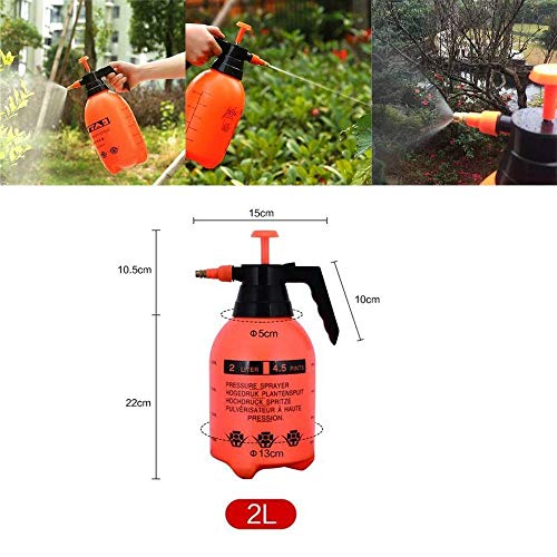 Garden Pump Pressure Sprayer Bottle - 2 Liter Water Mister Spray Bottle Can for Herbicides, Pesticides, Fertilizers, Plants Flowers (Pack of 2, Orange)