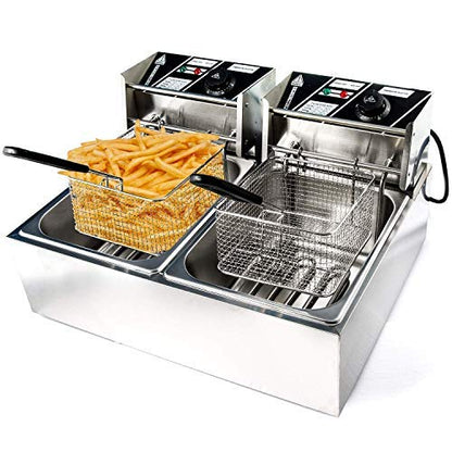 Kobbey Deep Fryer Machine Electric 12 Ltr Double Tank 6+6 Ltr with Copper Heater 5 Year Warranty