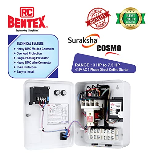 RC BENTEX Suraksha COSMO DOL Submersible Control Panel 3 HP 4-6.5 A, 103S000021, Motor Starter