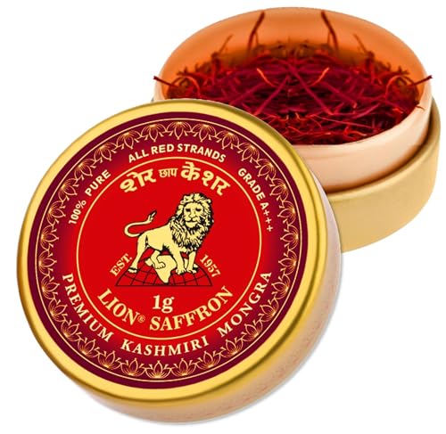 LION BRAND SAFFRON,Premium Kashmiri Mongra Saffron/Kesar (A+++ Grade) For Pregnant Women,Biryani,Beauty,Cooking&Sweets (Pack Of 1 (1Gm))