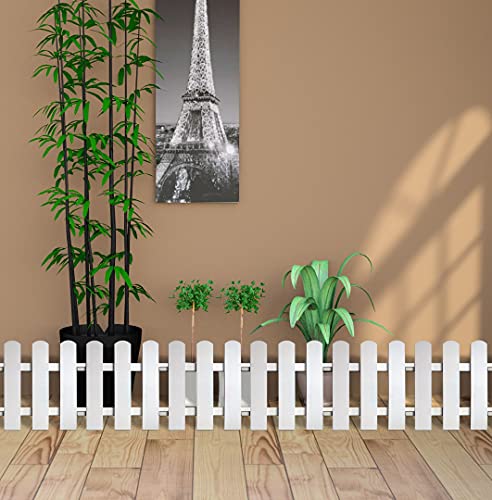 REONEX Garden Fence/Picket Fence - Plant Partition Fence (with Spike for Soil Insert) Solid WPC Material, Polyvinyl Chloride - White - 6 Running feet Coverage (Set of 6)