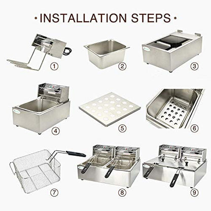 Kobbey Deep Fryer Machine Electric 12 Ltr Double Tank 6+6 Ltr with Copper Heater 5 Year Warranty