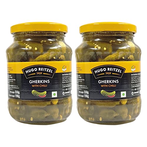 Hugo Reitzel Gherkins with Chilli, 350 g | Pack of 2