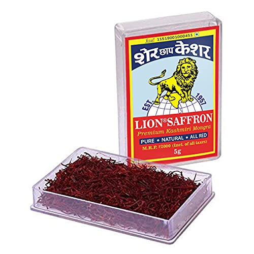 Lion Saffron, 10g, Original Mongra Kashmiri Saffron/Kesar (A++ Grade) for Pregnant Women, Skin, Face, Food and Puja (Value Pack of 2 (2 X 5g = 10g))