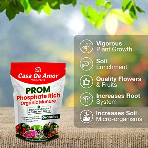 कासा डी अमोर फॉस्फेट रिच ऑर्गेनिक खाद (PROM) इनडोर और आउटडोर पौधों, घर, छत, फूलों और सब्जियों की बागवानी के लिए ऑर्गेनिक ग्रैन्यूल उर्वरक (900 ग्राम)