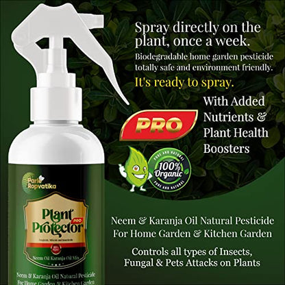 Plant Protector PRO NeemJa Organic Neem Oil and Karanja Oil 500ml for Plants Insects Spray | Neem Oil Spray for Plants Insects Pesticides for Plants in Garden with Spray Bottle and Karanja Oil