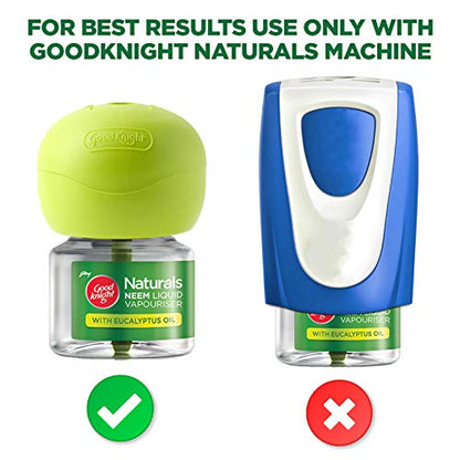 Good Knight Naturals Neem Liquid Vapouriser Mosquito Repellent | Combo Pack Machine + Pack of 3 Refills | 100% Natural Active Ingredients (Safe for Kids and Adults)