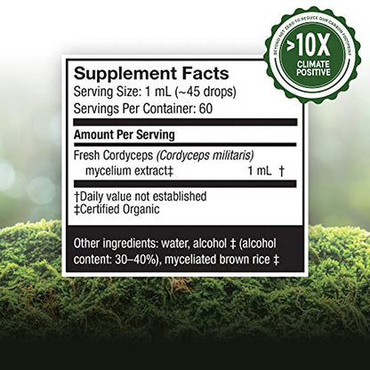 Host Defense - Cordyceps Extract, Mushroom Support for Energy, 60 Servings (2 oz)