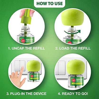 Good Knight Naturals Neem Liquid Vapouriser Mosquito Repellent | Combo Pack Machine + Pack of 3 Refills | 100% Natural Active Ingredients (Safe for Kids and Adults)