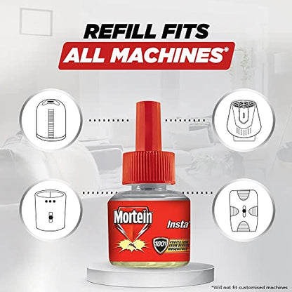 Mortein Insta5 Mosquito Repellent Liquid Refill - 45ml x 6 (Buy 4 Get 2 Free) | 100% Protection from Dengue Mosquitoes, Pack of 6