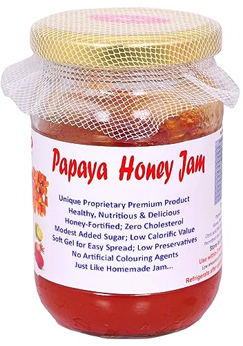 THOMAS BIOTECH Pap’Z Papaya Honey Jam/ Honey-fortified Papaya Bread Jam/ 250g Bottle/ Unique papaya product/ Low Calorific Value/ Low Added Sugar/ Low Preservatives/ Soft Gel for Easy Spread/ Healthy and Nutritious/ Sandwich/ Chapati Spread, etc.