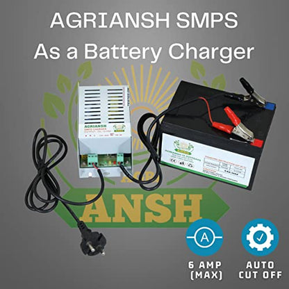 Agriansh 12V DC, Amp (Max) SMPS Battery Charger with Auto Cut