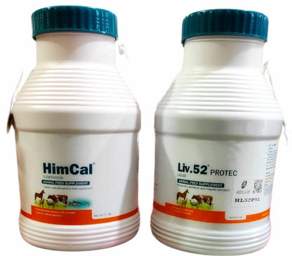 Liver Tonic Liv-52 Protec (5 LTR) and Himcal Calcium Suspension Animal Feed Supplements (5 LTR) for Small & Large Animals