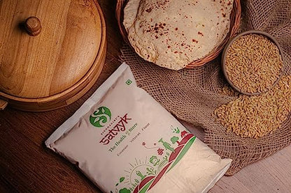 S Siddhagiri's SATVYK THE HEALTH re STORE Organic Khapli Wheat Flour (Set of 5-5kg) - Stoneground Khapli Atta | Easy to Digest Emmer Wheat Flour | Fiber Rich Whole Wheat Flour | Fresh Khapli Atta