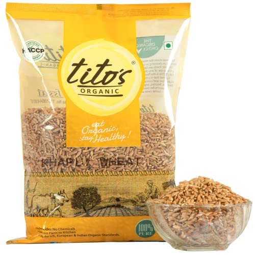 TITO'S ORGANIC Khapli Wheat | Emmer-khapli-Long Wheat Ancient Whole Long Grain | 1kg | Pack of 4