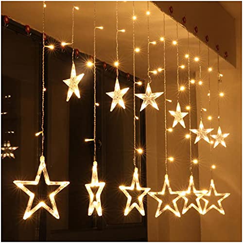 The Purple Tree Decorative Star Curtain LED Lights for Christmas, Wedding - 2.5 Meter (1 Curtain, 138 LED, 6+6 Star), Christmas Light Curtain, Christmas Star Lights, Best Gift for Christmas