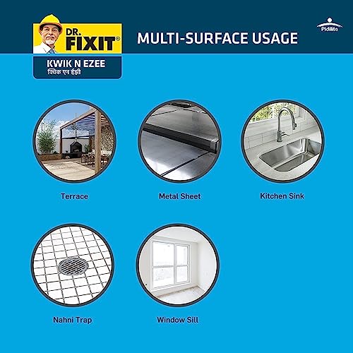 Dr.Fixit Kwik N Ezee. Ready to Use Gap and Crack Filler, 150gm (White), DIY Waterproofing for Home Use, Tile Grout and Sealant for Tiles, Concrete, Metal, PVC, Wood, Suitable for Wet & Damp areas