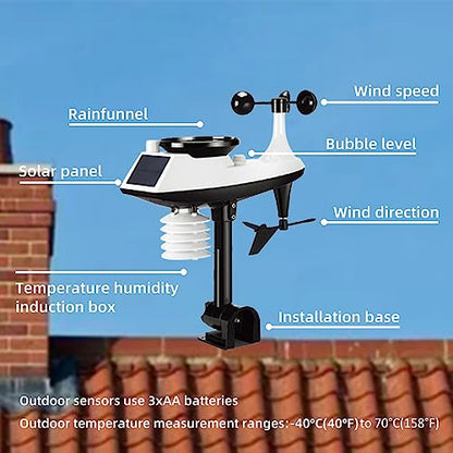 Morelian FJ3390A Multifunctional Professional Weather Station Temperature, Humidity, Wind Speed and Rainfall Detection Weather Forecast Clock
