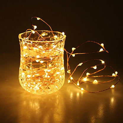 Quace Copper String Led Light 10M 100 LED Battery Powered Wire Decorative Fairy Lights - Warm White