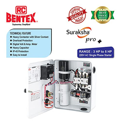 RC BENTEX Suraksha Pro Plus Submersible Control Panel 3 HP 13-21 A, 103S000038, Motor Starter