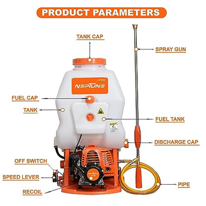 Neptune Knapsack/Backpack Agricultural/Garden Power Sprayer with 2 Stroke Engine -20 Liter (NF-708)