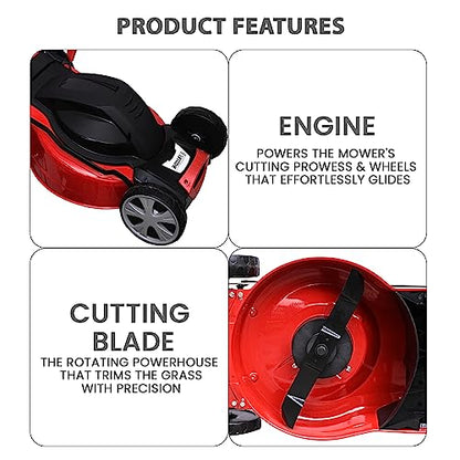 FALCON Roto Drive-460 1600W 18" Electric Rotary Lawn Mower 2800 RPM Grass Cutting Machine with 70L Catcher Box & 7 Adjustable Heights for Maintaining Garden Yard Farm