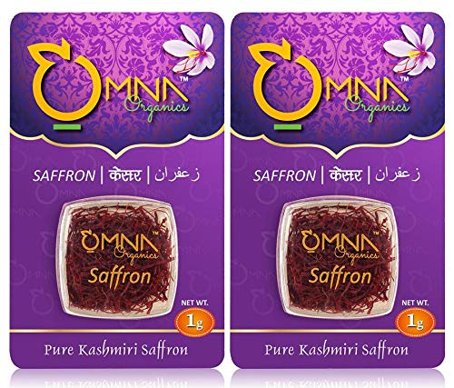 Omna Organics Kashmiri Kesar Saffron, Mongra, Pure Natural Kashmir Keshar for Pregnant Women, Kids, Biryani, Milk, Tea (2 Gram)