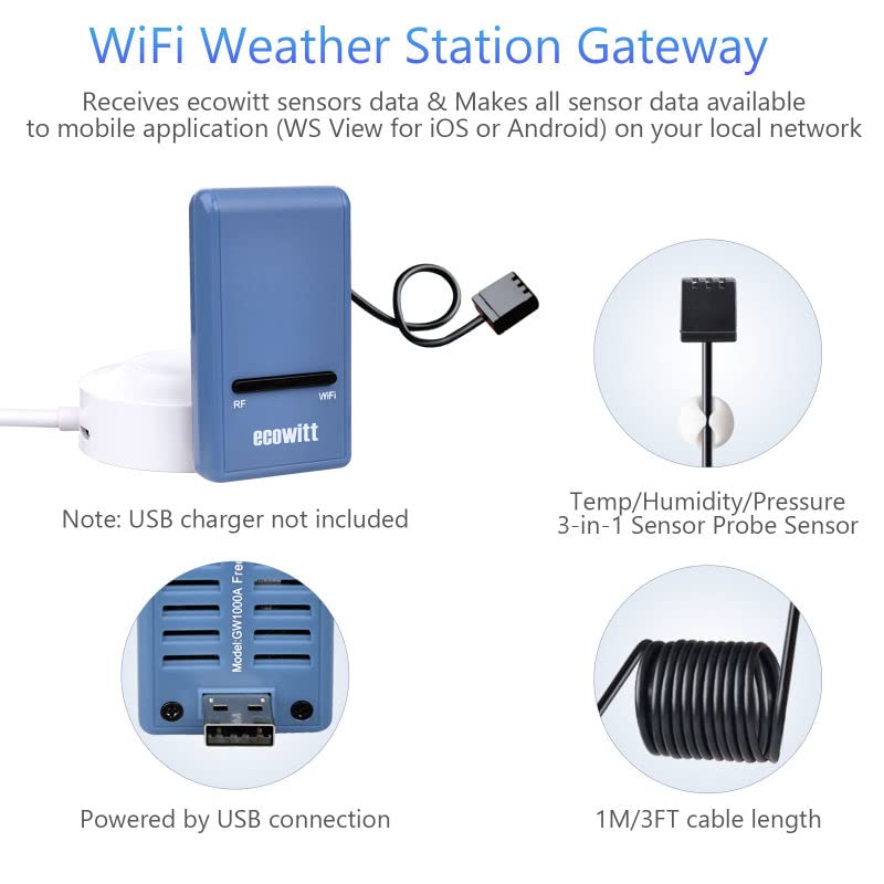 Ecowitt WN30 Wireless Temperature Probe Sensor, 8 Channel