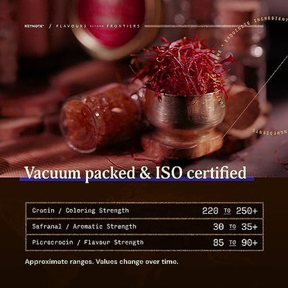 Keynote Kashmir Saffron | Kashmiri Kesar | Keshar | Whole Threads | Gift Box | Vacuum Packed Glass Bottle 3 g | Pack of 1