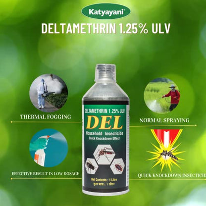 Katyayani Deltamethrin 1.25% ULV मच्छरों, कॉकरोच, खटमल, मक्खी, उड़ने और रेंगने वाले घरेलू त्वरित नॉक डाउन कीटनाशक थर्मल या अल्ट्रा लो वॉल्यूम फॉगिंग स्प्रे (1 लीटर (1 का सेट))