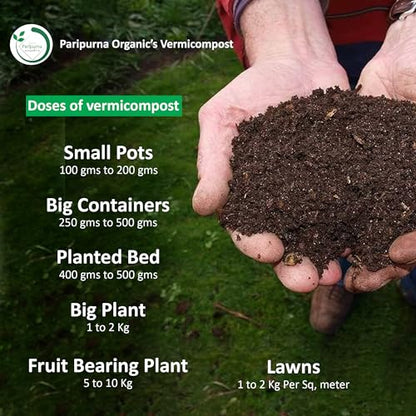Paripurna Organics Vermicompost 1 kg | Essential Fertilizer for Home Gardening | Soil Mix for Pot Plants