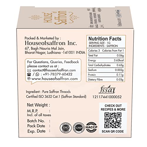 House of Saffron 5grams Kashmir Saffron Kesar- 5g (5packs of 1g)