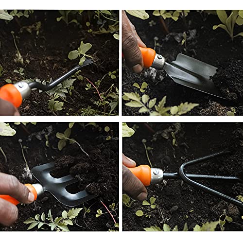 TrustBasket Gardening Hand Tools Set - 5 Pcs (Cultivator, Big and Small Trowel, Weeder, Fork) | Gardening Tools for Home Garden | Durable Plant Tool Kit | Farming Tools