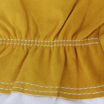Pair Protective Beekeeping Gloves, Goatskin Bee Keeping with Vented Long Sleeves - Yellow and White, 50cm, 19.68 inch