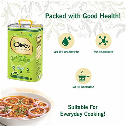 Oleev Olive Pomace Oil for Everyday Cooking, 3L TIN