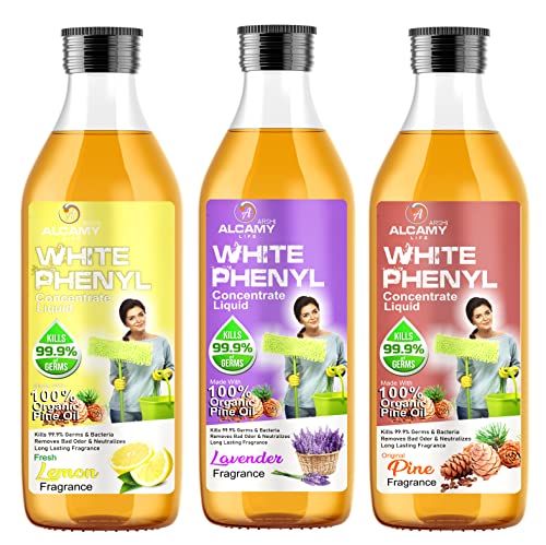 AAAL White Phenyl Concentrate Liquid (LEMON+LAVENDER+ORIGINAL PINE COMBO PACK) (200ML X 3 UNITS) (MAKES 15 TO 17 LITRE OF THICK WHITE PHENYL)