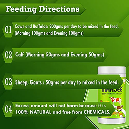 MAAJEE Animal Feed Supplement Minerals Mixture - Improvement in Milk Fat & SNF Content | Weight Gainer for All Animals Pack of 6 (908gm Each)
