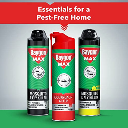 Baygon Max Cockroach Killer Spray, 625ml | Kills Diarrhea and Typhoid Spreading Cockroaches | 360 Degree Deep-Reach MaxiWand | Lasts Up To 4 Weeks