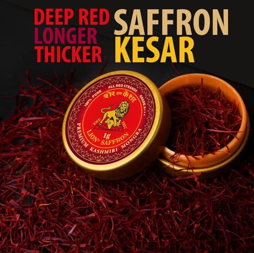 LION BRAND SAFFRON,Premium Kashmiri Mongra Saffron/Kesar (A+++ Grade) For Pregnant Women,Biryani,Beauty,Cooking&Sweets (Pack Of 1 (1Gm))